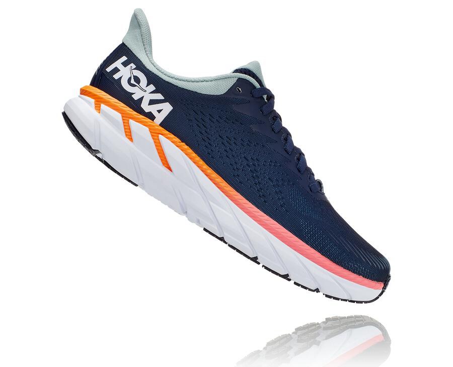 Hoka One One Løbesko Dame - Clifton 7 - Mørkeblå/Hvide - 670458ADF